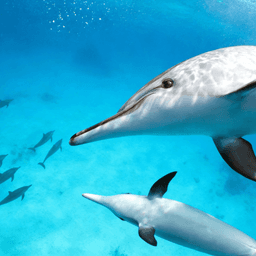 Dolphins swimming in clear Red Sea water near El Gouna